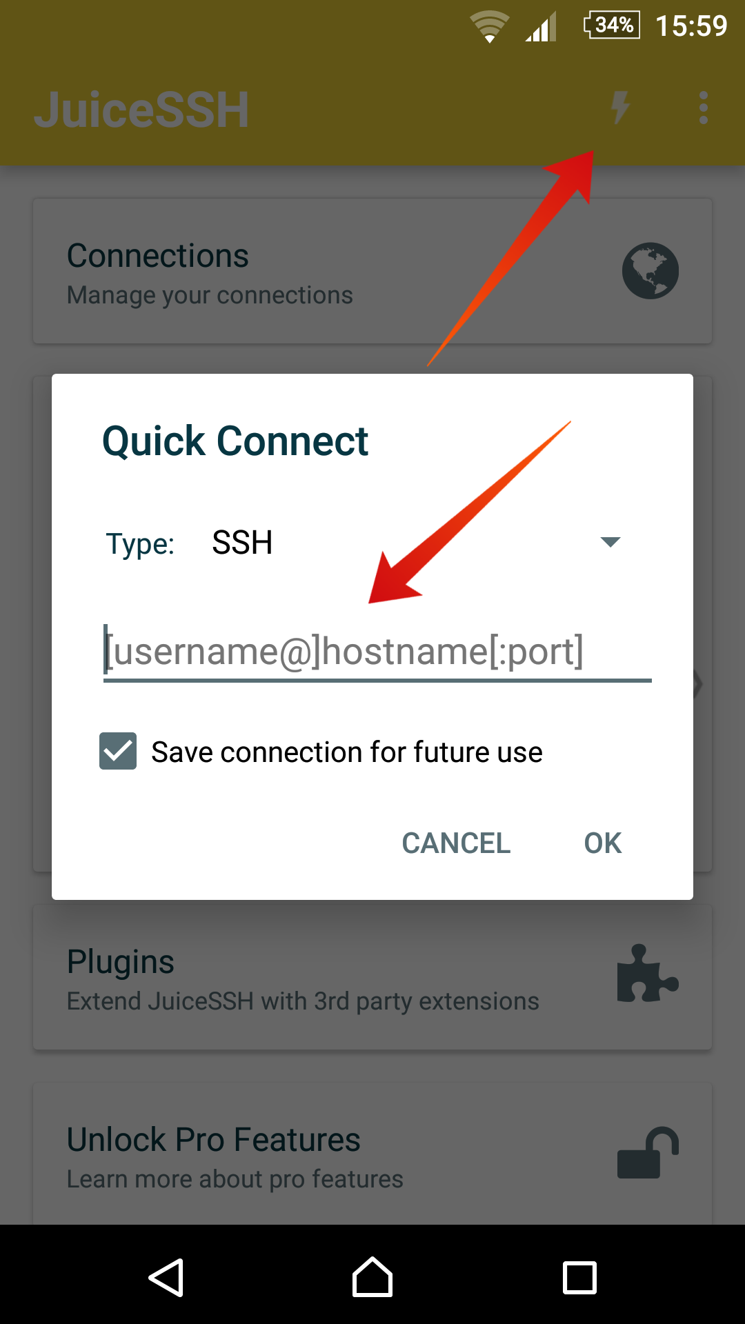 ssh connection to android device